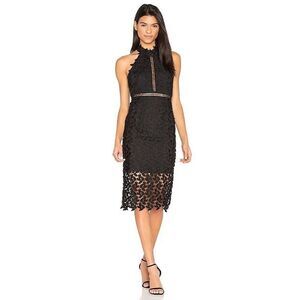 Bardot Gemma Dress Black Floral Lace Halter Size 8 Medium